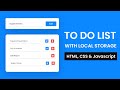 To Do App With Local Storage | Step By Step Javascript Project