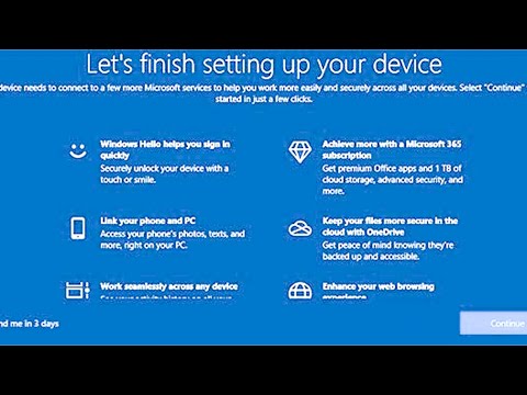 Let's finish setting up your device. Windows 10 problem. Let's finish setting up your device.