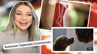 New Zealand Girl Reacts to BUDWEISER CLYDESDAYLE SUPER BOWL COMMERCIALS!!