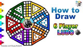 6 player ludo Drawing | How to Draw Six Player Ludo Game
