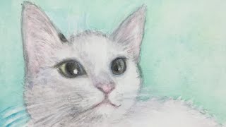 小さな似顔絵 水彩イラストメイキング 猫のゆきちゃん