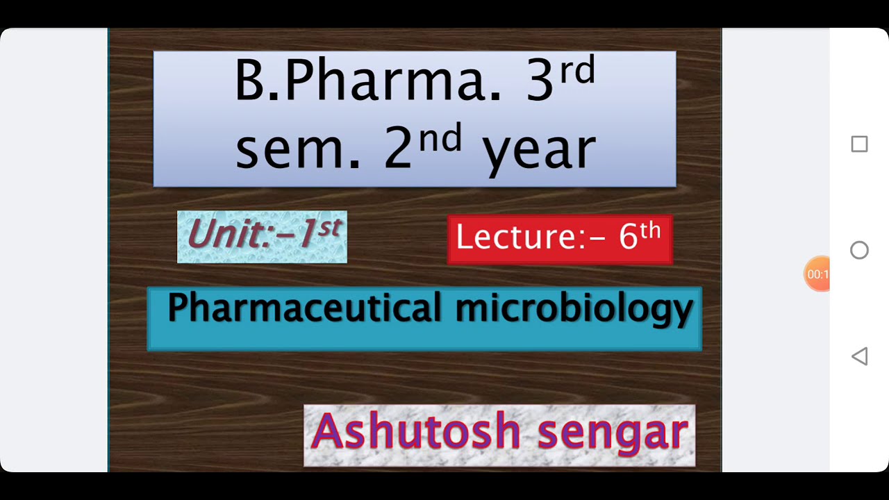 Pharmaceutical Microbiology For B.Pharma 3rd Sem. Lecture-6th Of Unit ...