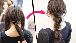 簡単！くるりんぱとロープ編みで作る！シンプルでかわいい編みおろしのヘアアレンジ！Hair Tutorials for Long Hair | Cute Long Hair