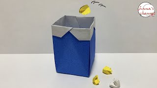 【簡単折り紙】ゴミ箱　How to make Garbage can#통#垃圾桶#箱#ボックス#box#盒子#डिब्बा#kotak#коробка#折り方#おりがみ#ORIGAMI#ओरिगामी