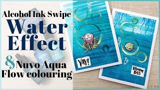 Alcohol Ink Water Effect & Ghost Stamping Ocean Themed Cards