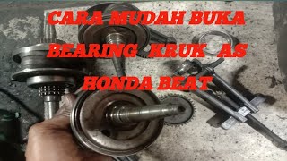 Cara mudah membuka Bearing Kruk as Honda BEAT dengan alat sederhana.