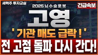 [고영 주가전망] 기관 매도 급락!? 외인들 다시 들어온다! 전 고점 돌파 무조건 간다! #고영 #ai로봇 #고영주가전망  #고영주가