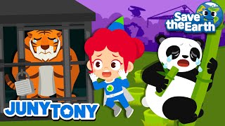 Let’s Protect the Endangered Animals🦁🐼 | Save the Earth🌎 | Green Earth Songs for Kids | JunyTony