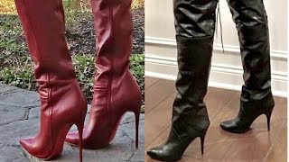 BEST NEW TRENDY LEATHER OVER KNEE LENGTH HEEL BOOTS DESIGN AND UNIQUE IDEAS