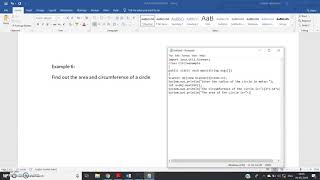 Basic JAVA Programming 1 | Circle Area and Circumference calculation