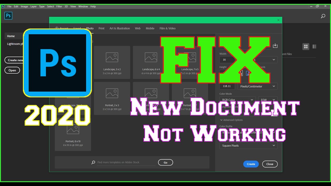 Solved : Cant't Create/Open New Document | Quick Fix | Adobe Photoshop ...