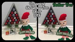 Ornament filled Christmas tree decor using dollar tree items | glitter Christmas decoration ideas 🎄