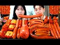 ASMR MUKBANG| Sausage party (Kielbasa, Long, Big Ham) with Chan Sori! Fire Noodles, Fried Chicken.