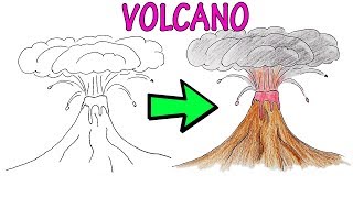 How to Draw and Color a Volcano - VERY EASY - FOR KIDS