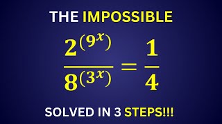 This Broke My Calculator! How to Solve the 2^{9^x} / 8^{3^x} = 1/4 Exponential Monster
