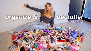 ORGANIZE MY ENTIRE MAKEUP COLLECTION! resetting, decluttering \u0026 giving away all my makeup!