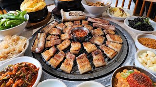 테이블 8개로 월매출 8천찍은 한정판매 제주 뼈오겹살과 수제 반찬들 / korean style pork belly BBQ / korean street food