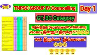 TNPSC GROUP IV COUNCELLING - GT, BC Categoryல எந்தெந்த Departmentல எவ்வளவு Vacancy இன்னும் இருக்கு?