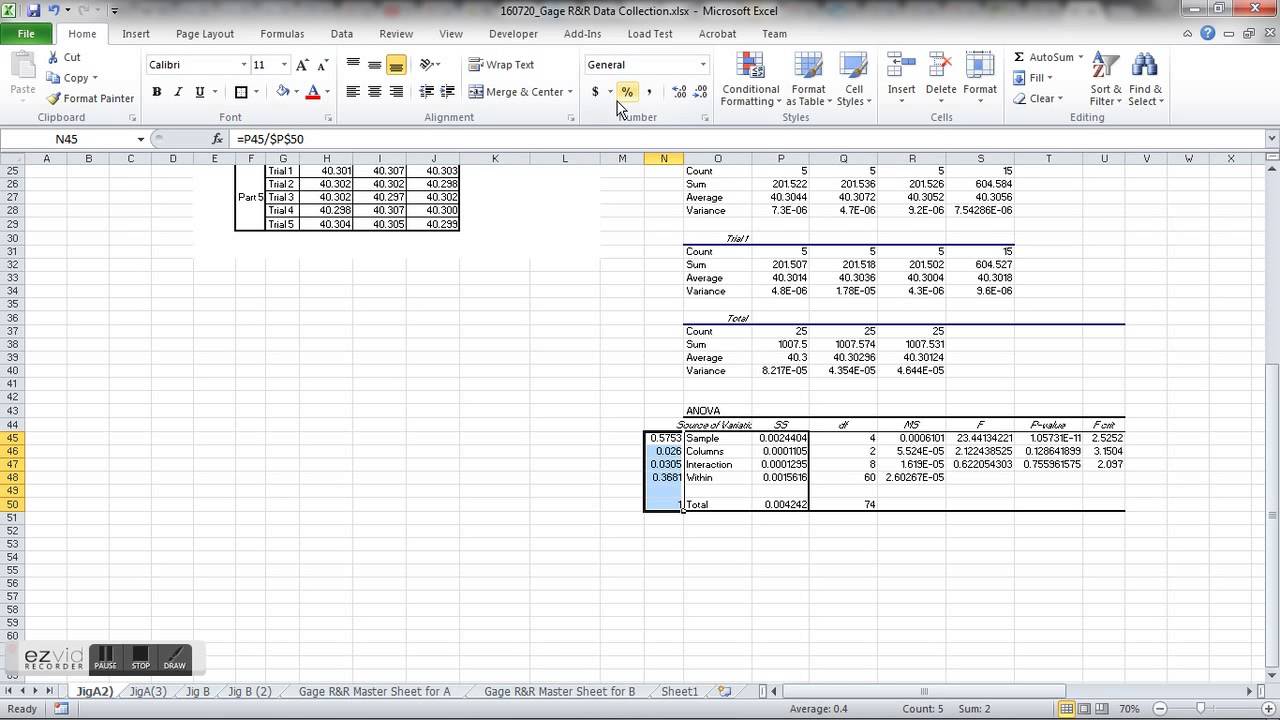 ANOVA Gage R&R EXCEL Demo - YouTube