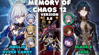 E0S0 Jingliu \u0026 E1S1 Blade | Memory Of Chaos 12 (3 Stars) Honkai: Star Rail Version 3.0