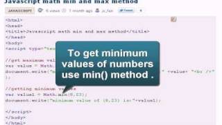 JAVASCRIPT Tutoriral : Javascript math min and max method