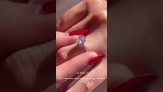 Effortless Glamour: Oval Moissanite Pave Engagement Ring #youtubeshorts #moissanitering #classicring