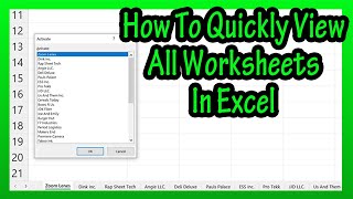 How To (Quickly) View Or Show All Of The Worksheets In A Workbook In Excel Explained