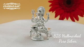 Osasbazaar Silver Lord Ganesh Idol Statue - 90%-92.5% Pure BIS Hallmarked