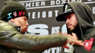 GERVONTA SNATCHES HECTOR GARCIA UP AT FACE OFF! TRIES TO INTIMIDATE HIM IN INTENSE HEAD TO HEAD!