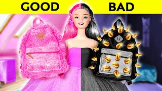 MEAN VS NICE DOLL MAKEOVER || Good vs Bad Beauty Total DIY Transformation! Tiny Crafts by 123 GO!