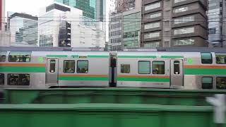 JR山手線 外回り 品川・渋谷方面行き 左側車窓動画 新橋(JY 29)→浜松町(JY 28)