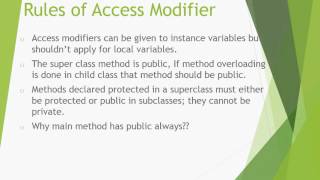 Core java Basic Concepts - Difference between access modifiers
