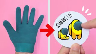 DIY POP IT Fidget Toy - How To Make Among Us Fidget Toy with Rubber gloves!