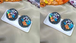 Hand embroidered earrings tutorial ✨️embroidery earrings || Embroidery earrings stud ✨️