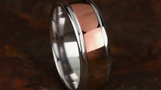 CF21808RW - 8mm Polished Rose and White Gold Men's Wedding Ring