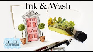 Ink and Wash Watercolor Painting Ideas for beginners