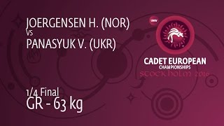 1/4 GR - 63 kg: H. JOERGENSEN (NOR) df. V. PANASYUK (UKR), 2-1