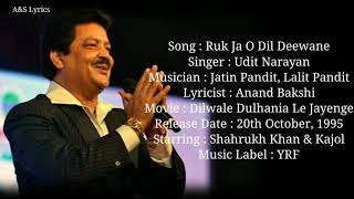 Ruk Ja O Dil Deewane Full Song With Lyrics By Udit Narayan