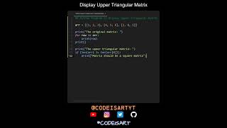 Display Upper Triangular Matrix in Python | Python Examples | Python Coding Tutorial | Interview
