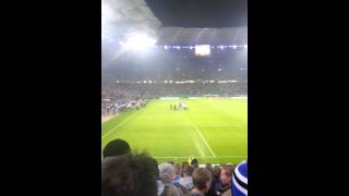 Einlauf des HSV und 1. FC Köln (3.12.13) DFB Pokal