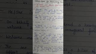Welcome Speech For School/College Function | #welcomespeech #handwriting #handwritingskills