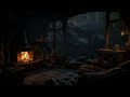 Cozy Cave Shelter from Heavy Rain and Thunder with Fireplace Sounds 24 Hours | Sleep, Study, Relax⛈️