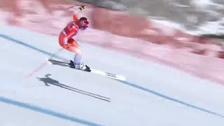 Corinne Suter knee injury - 2024 Cortina d'Ampezzo ITA FIS Alpine Ski World Cup Downhill