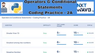Operators & Conditional Statements | Coding Practice - 2A Answers | Python | NxtWave | CCBP 4.0
