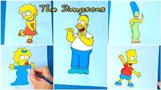 Draw the Simpsons all characters #Homer ,Bart ,Marge ,Lisa ,and Maggie simpson