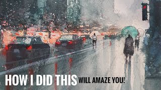 Rainy Cityscape in Watercolor ~ Full video
