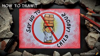 World Day Against Child Labour Drawing Poster | Stop Child Labour 🚫 | 12th June | Colour Pencil 😌