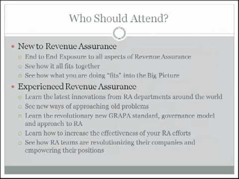 Revenue Assurance Foundations – 2011 Program