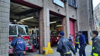 FDNY ENTIRE HARLEM CREW RETURNS, Tiller Ladder 40, Engine 37 VERY UPCLOSE, 125th Street Harlem NYC