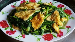 ឆាស្ពៃចង្កឹះជាមួយពងទា Khmer food